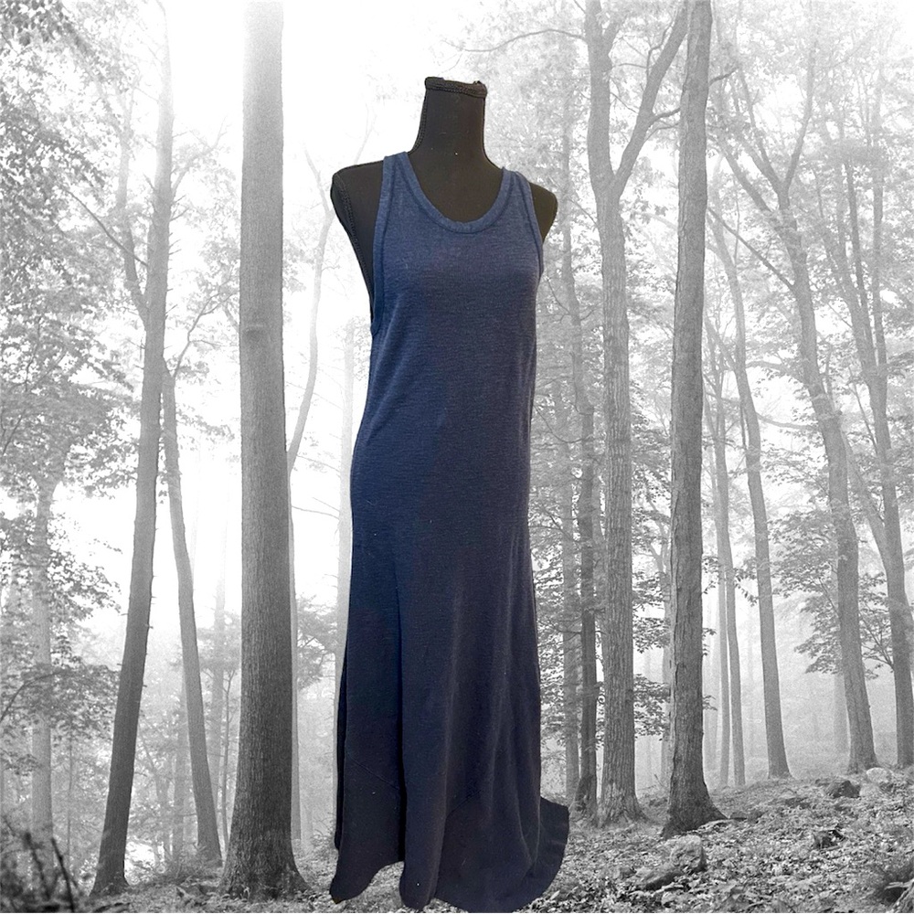 Vintage Ribbed full length Ralph Lauren Polo dress. Tank dress. Dark Blue.
